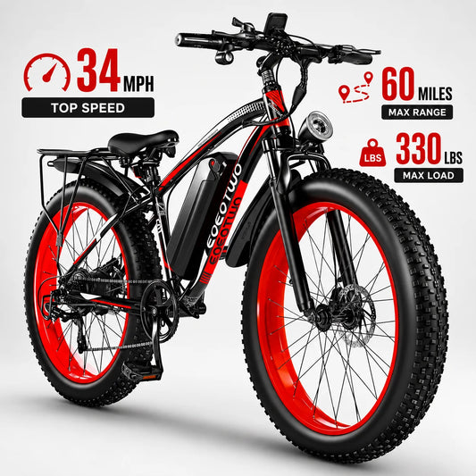 EOEOTWO 1500W Fat Tire Electric Bike for Adults 26"x4.0 All Terrain Ebike 34MPH Fast Mountain E-Bike 48V Long Range Snow Beach Bicycle