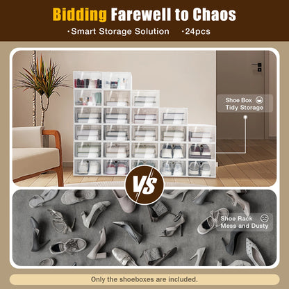 Transparent Shoe Box 24 Pack Foldable Organizer Storage
