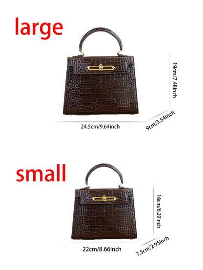 2026 high-end portable fashion handbag temperament bag crocodile pattern handbag OL commuter Joker work bag light luxury stereot