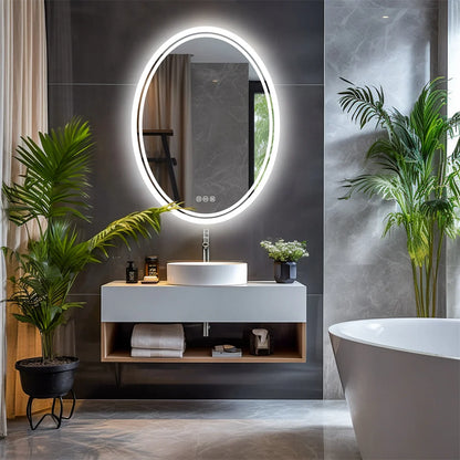 LUVODIC Oval LED Backlit Wall Mirror for Bathroom Vanity