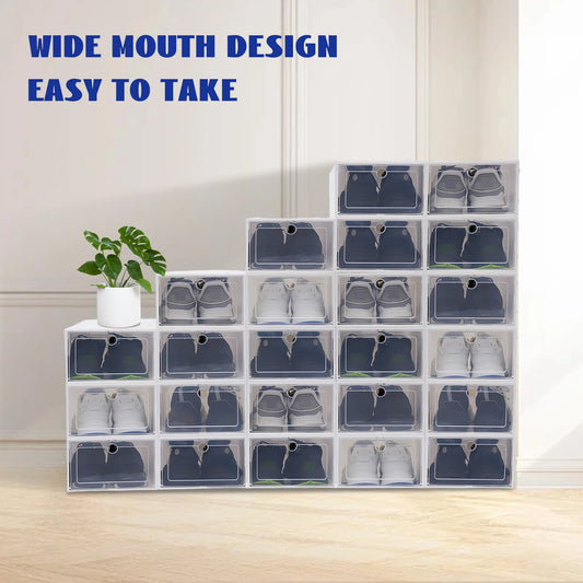 Transparent Shoe Box 24 Pack Foldable Organizer Storage