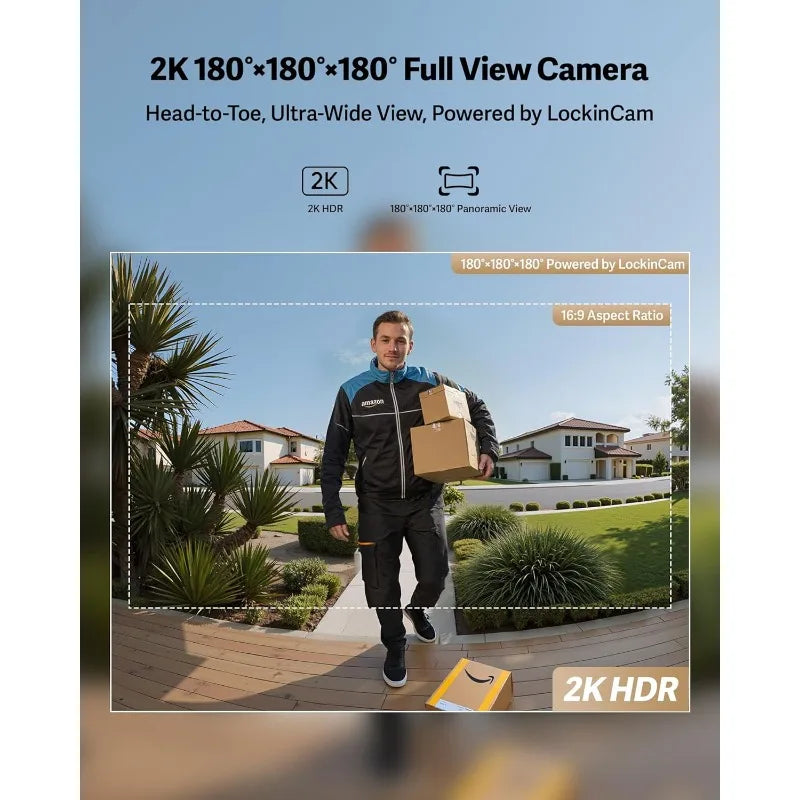 Palm Vein Video Smart Lock 2K Camera And Fingerprint AI Motion Detection IP65