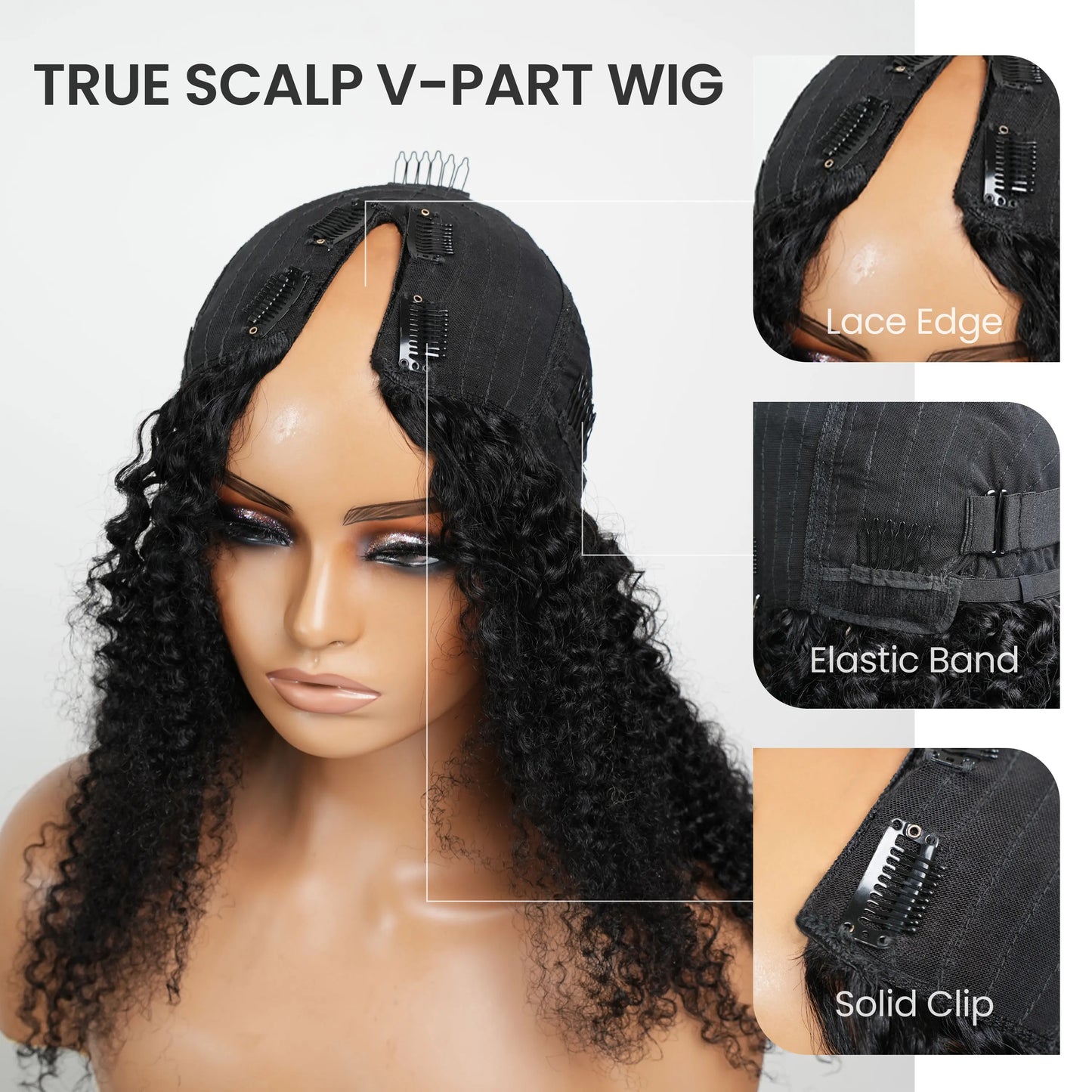 Frizira Body Wave V Part Wig Human Hair 250 Density