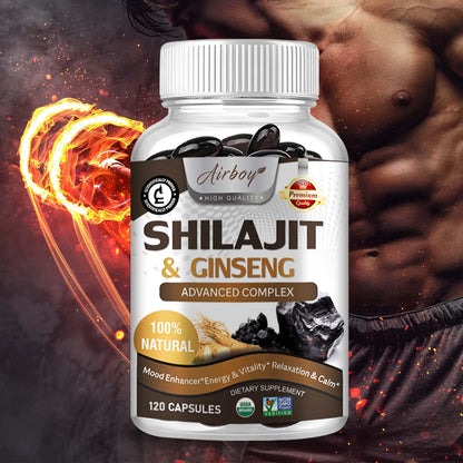 Airboy Shilajit Ginseng Supplement Energy Memory Immune Support