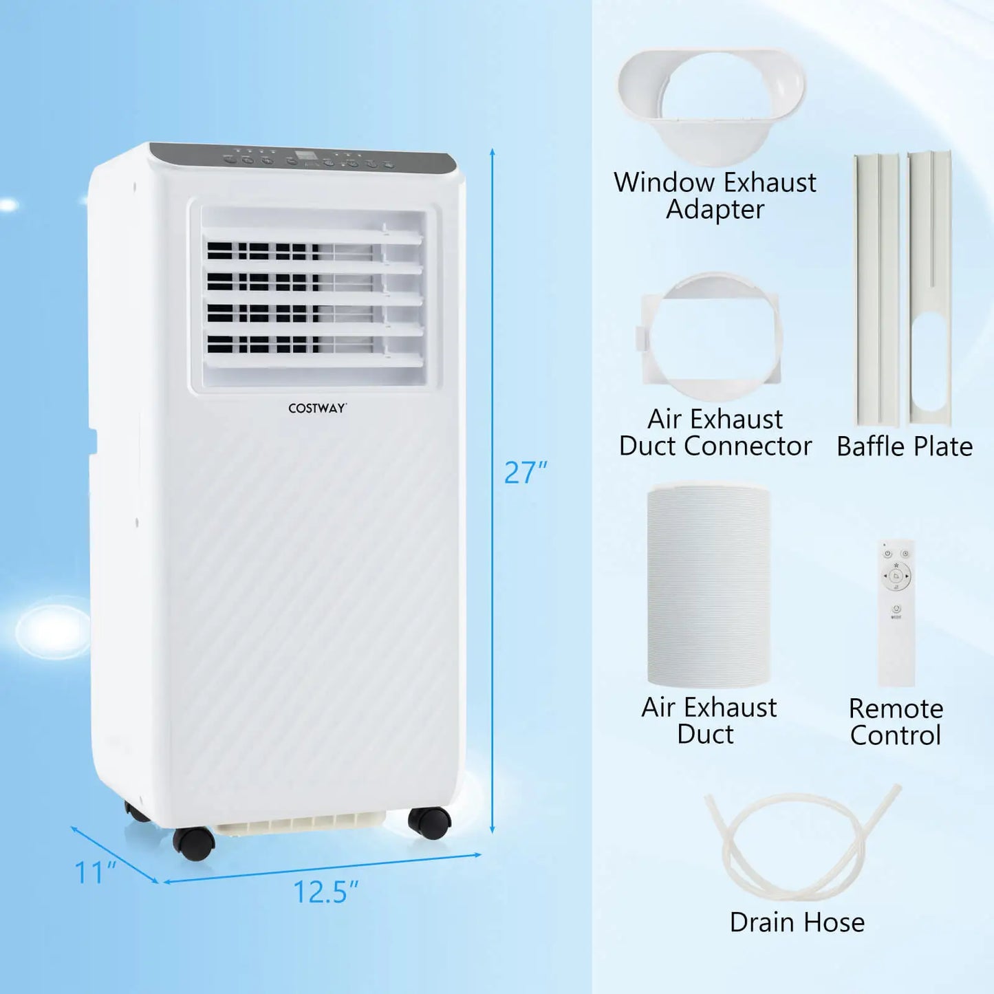 8000 BTU Portable Air Conditioner 3 -in-1 Air Cooler Dehumidifier Fan 24H Timer