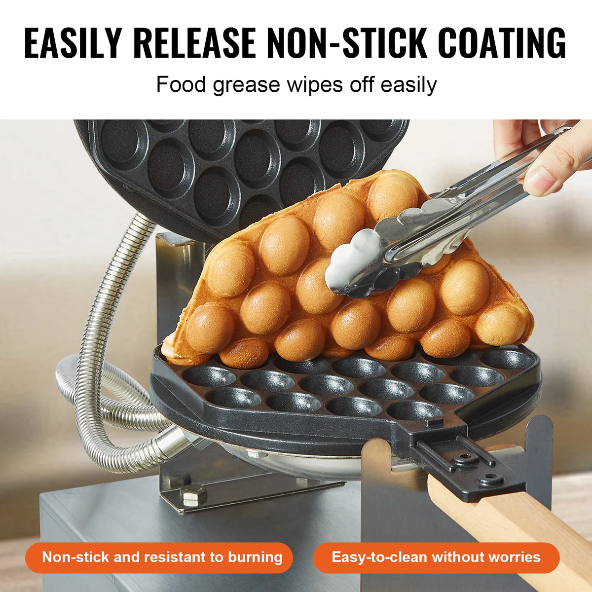 SucceBuy Commercial Egg Bubble Waffle Maker With Nonstick Dual Rotating Pans