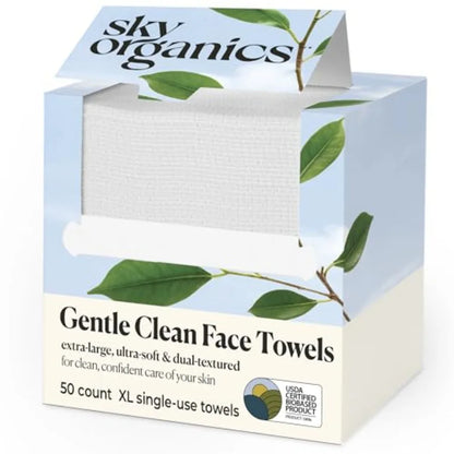 Gentle Clean Face Towels 1Pack 50 XL SingleUse Face Wipes Ultra Soft Dual Textured Disposable Towel Makeup Remover Wipes Cruelt