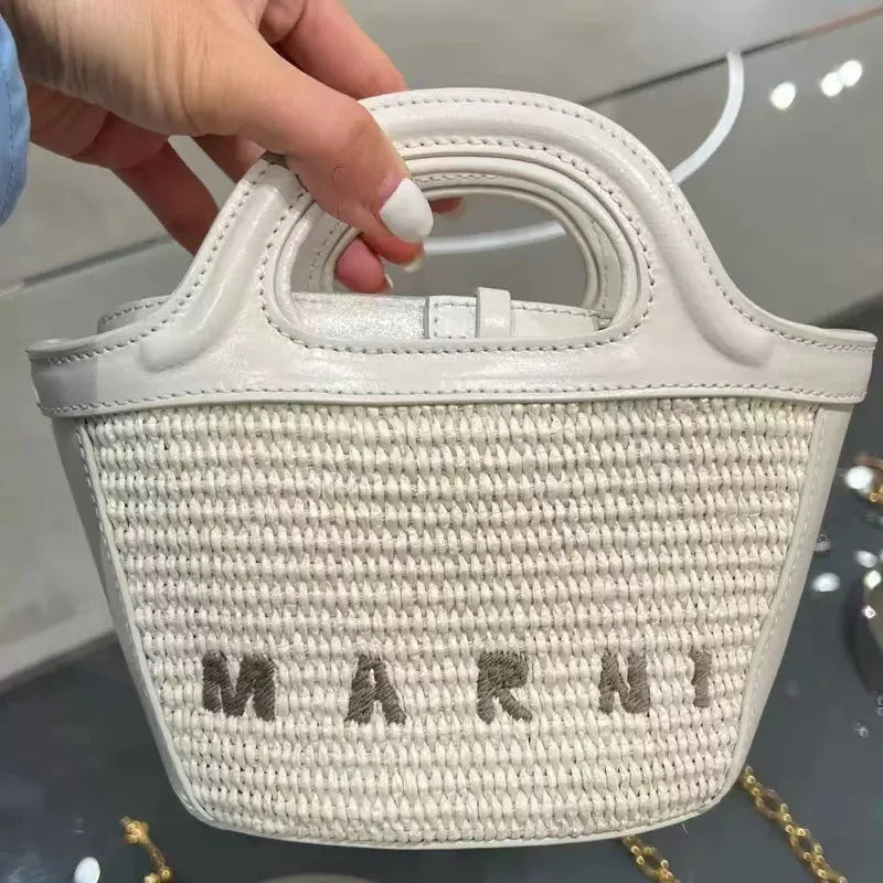 Elegant Mini Tote Bag With Leather Edges And Cutout Handle