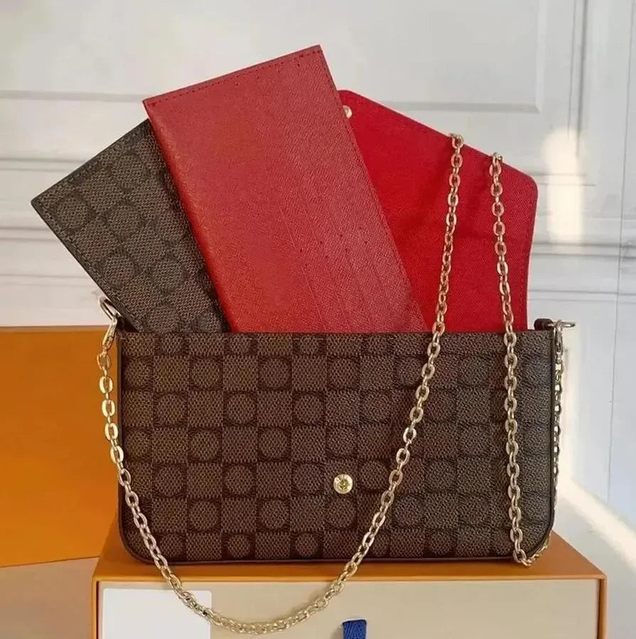Top Designer Handbag Shoulder Chain Bag Clutch Fap Totes Bags Waet Check Veour Thread C Purse Doube Letters Soid Hasp Waist Square