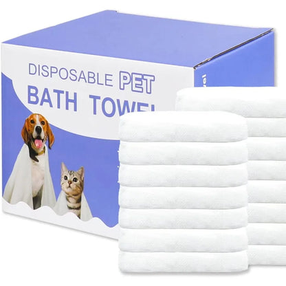 15 PCS Disposable Pet Bath Towels 11.8 x 21.6 Inch Portable Pet Grooming Towels for Small Dogs Puppies and Cats Absorbent Conve