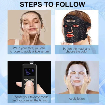 4 Modes Portable Led Face Mask Light Therapy for Anti-Aging Wrinkles Skin Rejuvenation Home Use Red Light Therapy Mask for Face