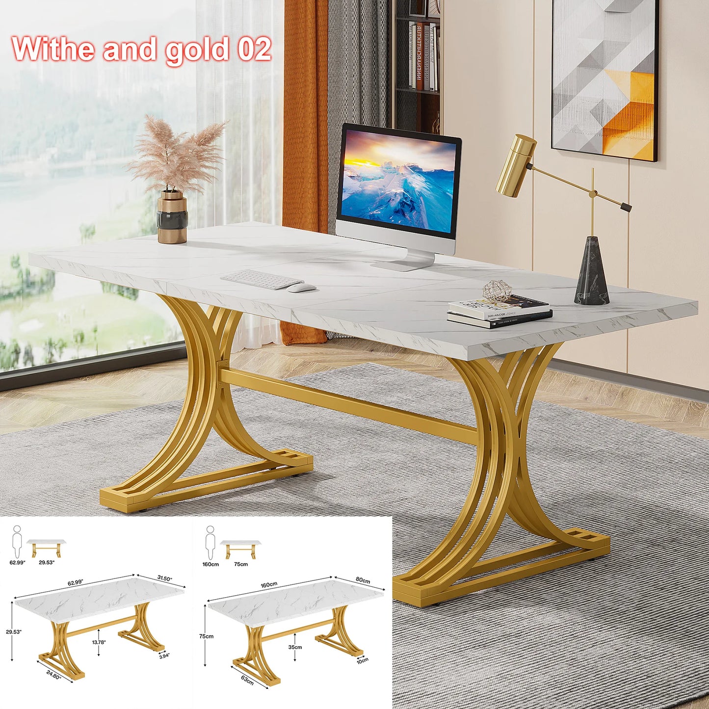 Tribesigns Modern Executive Office Desk With Metal Legs