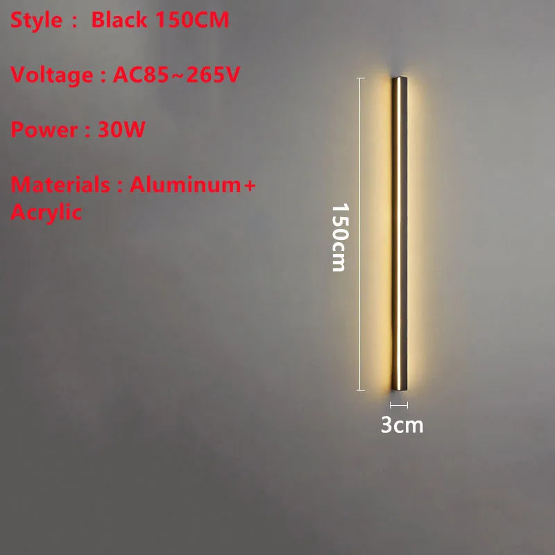 Superlong Minimalist LED Wall Light AC85~265V 200CM Line Sconce Lamp For Indoor TV Background Aisle Living Room Villa Decoration
