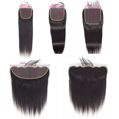 30 40inch Straight Human Hair Bundles with 5x5/6x6 Closure Brazilian Raw Bundles 100%Human Hair 13x4 Frontal Closure And Bundles