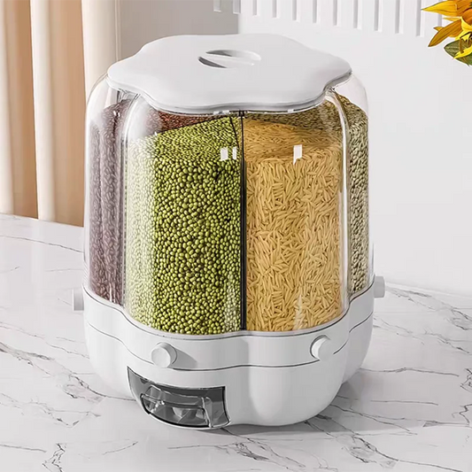 Rotating Food Storage Containers Rice Distributor Transparent Large Capacity Beans Grain Container With Lid