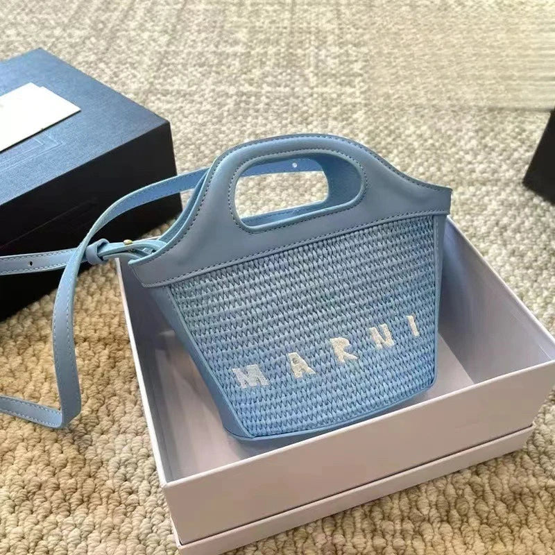 Elegant Mini Tote Bag With Leather Edges And Cutout Handle