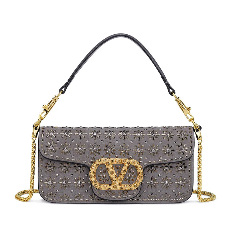 New Trend Crossbody Bag With Crystal Embellishments Chain Strap
