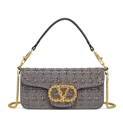 New Trend Crossbody Bag With Crystal Embellishments Chain Strap
