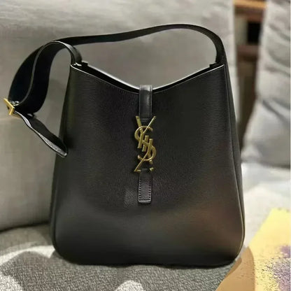 Shiny Leather Bucket Bag For Women Crossbody Tote 2-In-1 Purse