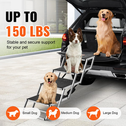 SucceBuy Dog Car Steps Folding Portable Pet Stairs 150 Lbs