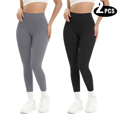 Women 2 Pack Tie Dye Hollow Out Side Leggings High Waist Butt Lifting Stretch Fitness Sports Pants