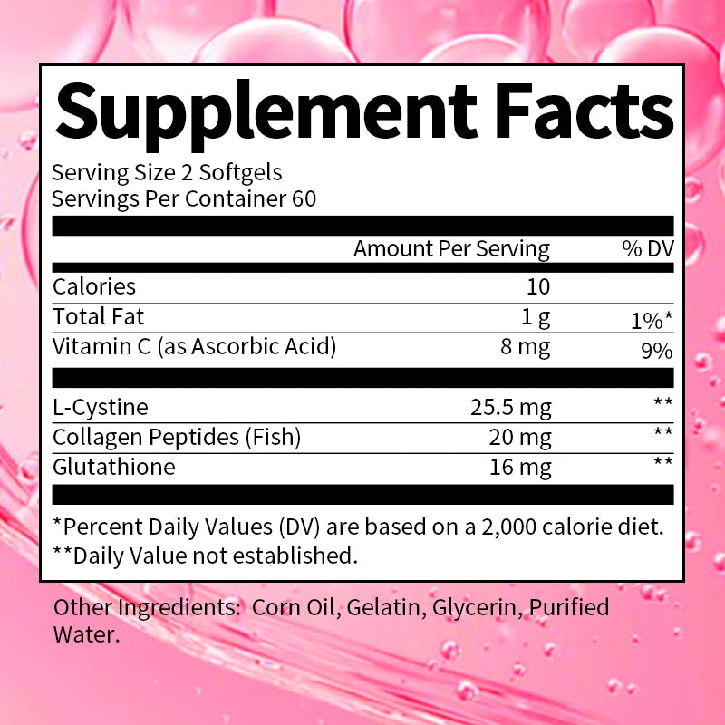 BBEEAAUU Collagen Glutathione Capsules Skin Whitening Supplement Antioxidant Support Liver Detoxification Improvement Skin Slack