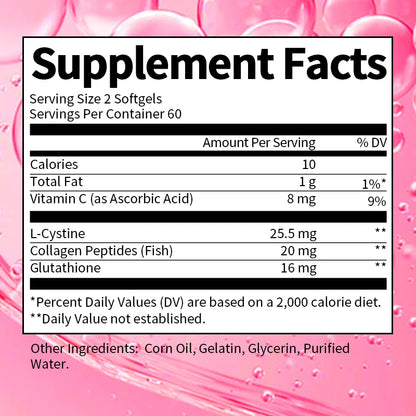 BBEEAAUU Collagen Glutathione Capsules Skin Whitening Supplement Antioxidant Support Liver Detoxification Improvement Skin Slack