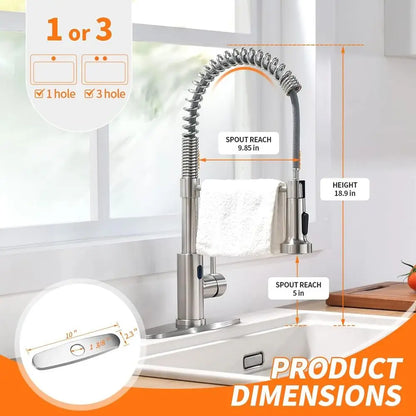 Touchless Kitchen Faucet With LED Light Pull Down Sprayer And Motion Sensor