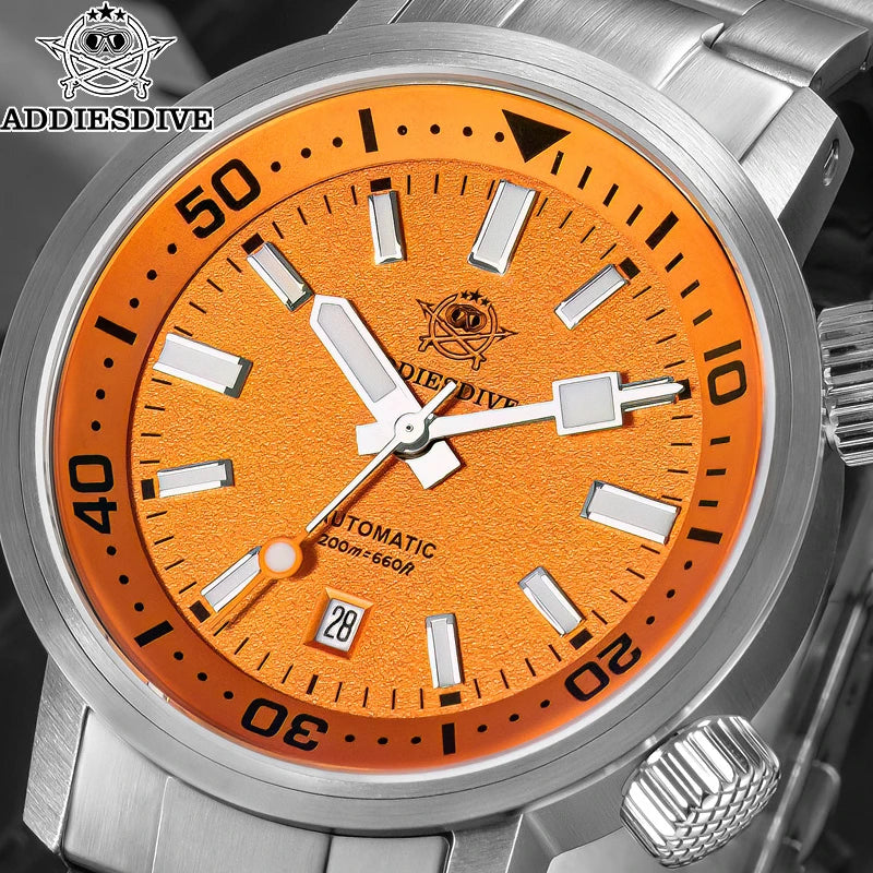 ADDIESDIVE 200M Auto Diving Watch Men Japanese 8215 Sapphire Stainless Steel Luminous Mechanical Diving Wristwatch BGW9 Dials Pr
