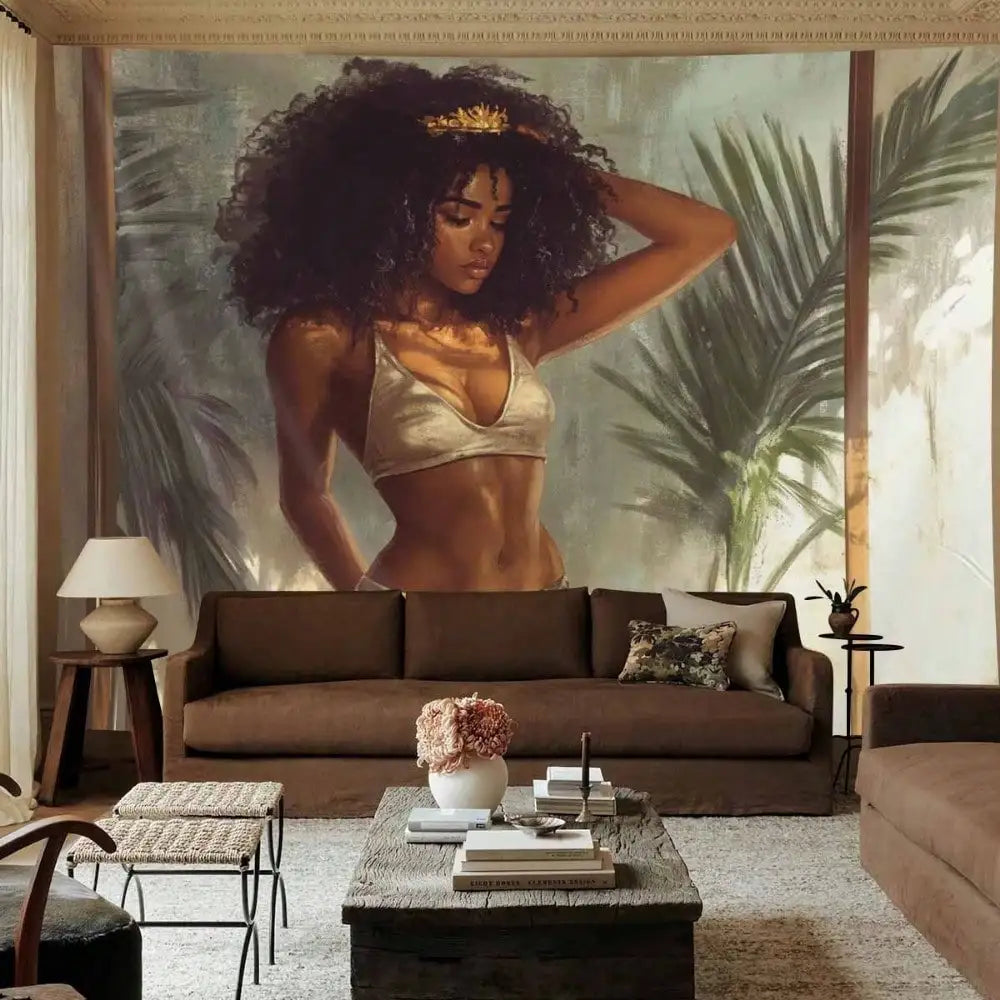 1pc Black Queen Tapestry African American Girl Wall Hanging Art for Bedroom Dorm Living Room Back-to-school season Autumn gifts