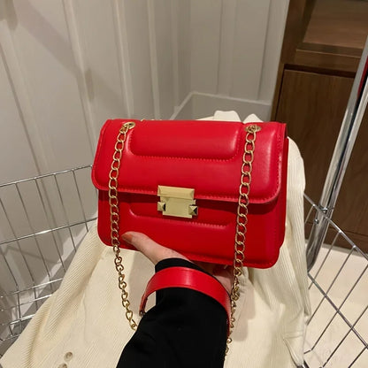 Bamboo Chain Crossbody Bag For Women Classic Mini Square Shoulder Elegant Purse Silk Lining