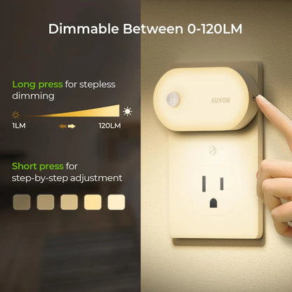 Smart Motion Sensor Night Light, Dimmable LED Plug-In, 1-120 Lumens, 4 Pack for Hallway, Bathroom, Garage