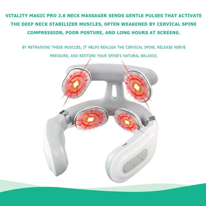 Four heads Adjustable USB Charging Neck Massager Heating Function Breathing Light For Neck Pain Relief And Relaxation