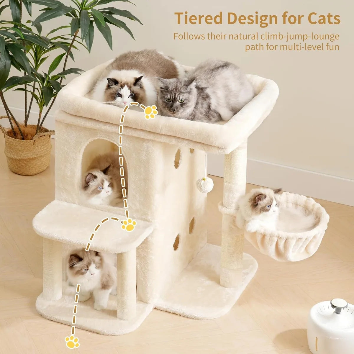 NBVCX Cat Tree Tower With Large Perch And Dual Condos