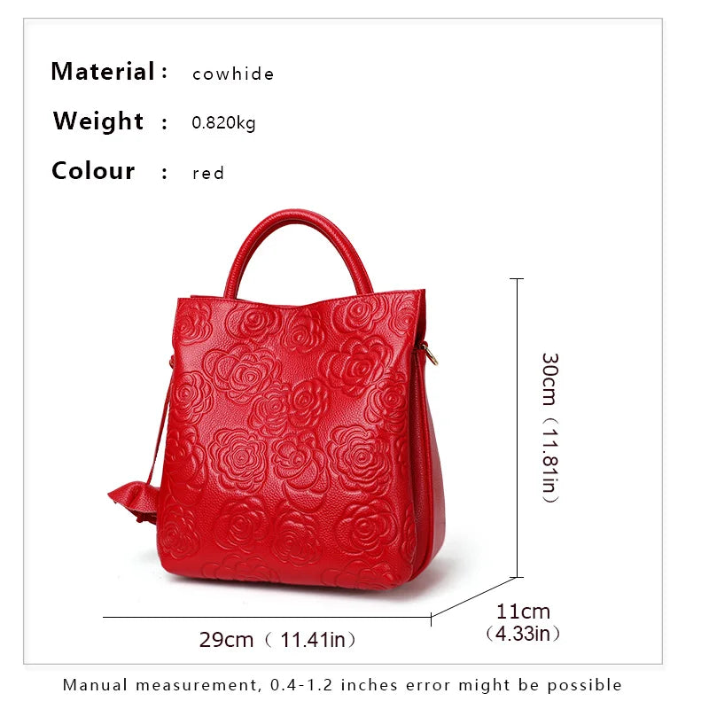 Aidrani  Genuine leather women's handbag, large capacity fashionable printed bag, made of cowhide material