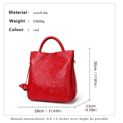 Aidrani  Genuine leather women's handbag, large capacity fashionable printed bag, made of cowhide material