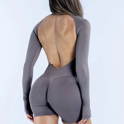 NCLAGEN Womens Seamless Long Sleeve Yoga Workout Jumpsuit