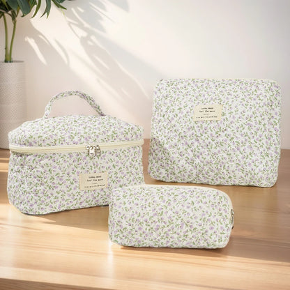 Shunmaii Quilted Makeup Bag Cosmetic Organizer Clutch