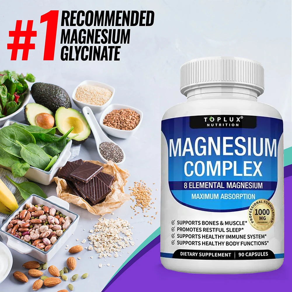 Toplux Suppl Magnesium Complex 1000mg Glycinate Citrate Malate Sleep Support