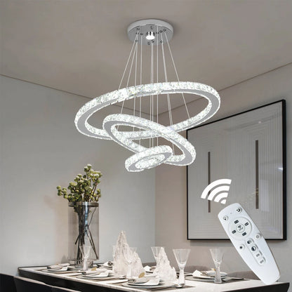 Vinilky Crystal Pendant Light With Remote Control For Living Spaces