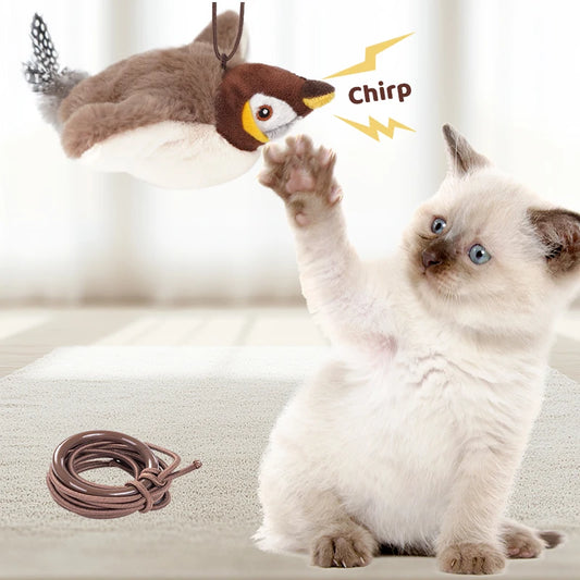1PC Interactive Cat Toys Rechargeable Chirping Flapping Bird(no Flying) with Catnip for Indoor Cats Touch Activated Plush Toys