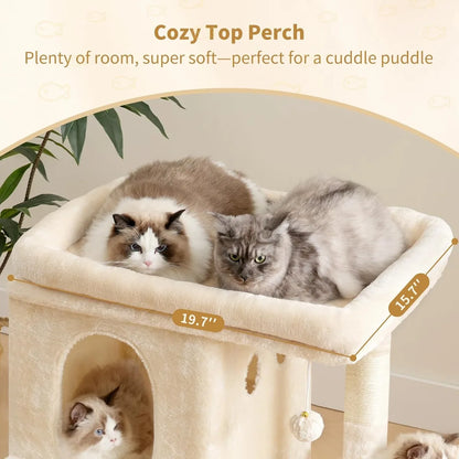 NBVCX Cat Tree Tower With Large Perch And Dual Condos