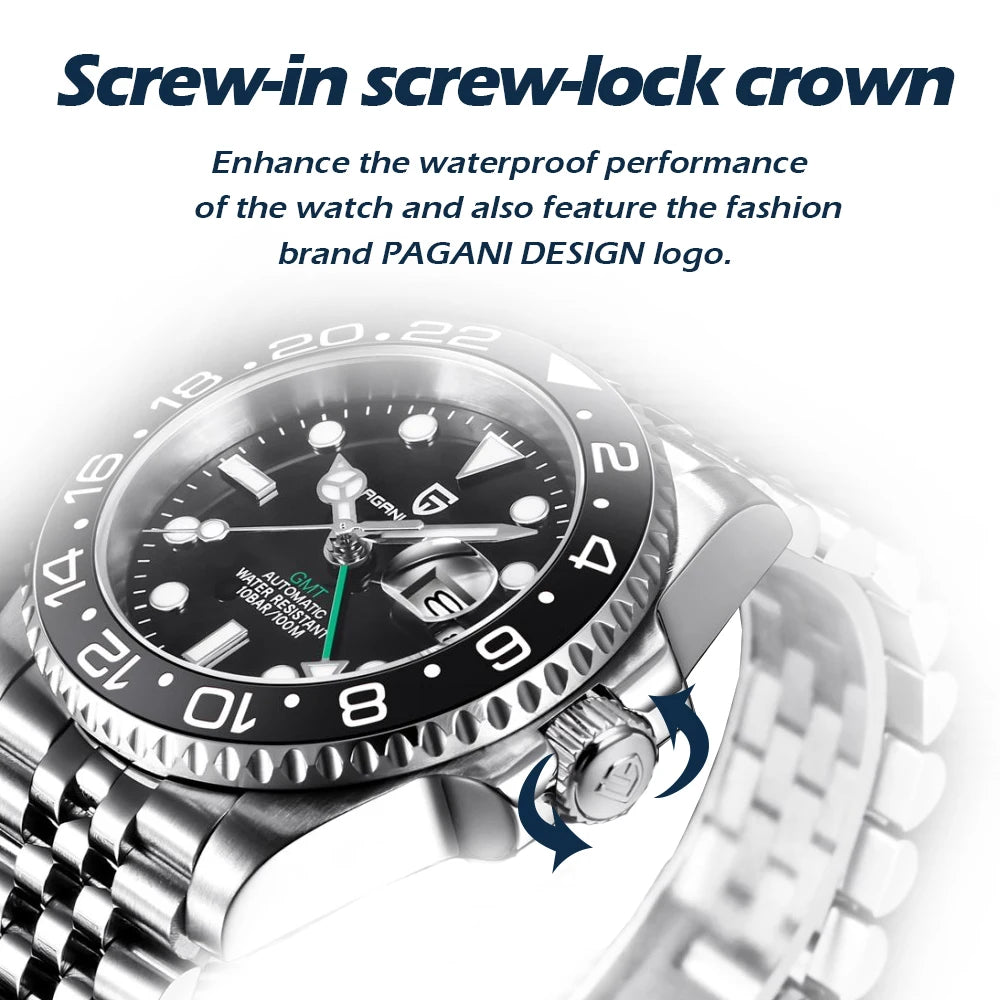 PAGANI DESIGN PD1662 Ceramic Bezel Sapphire Glass Automatic GMT Watch