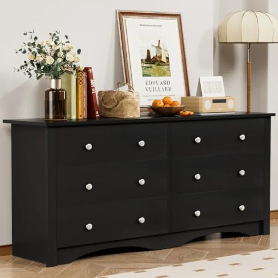 YESHOMY Dresser for Bedroom with 6 Drawers, 47.2" Modern Chest of Drawers, Wooden Dressers, TV Stand for Living Room, Closet, H