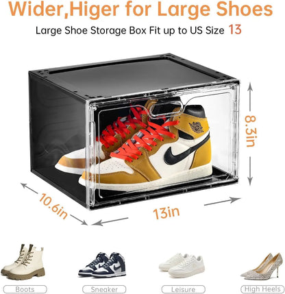 Stackable Shoe Storage Boxes With Lids Clear Design