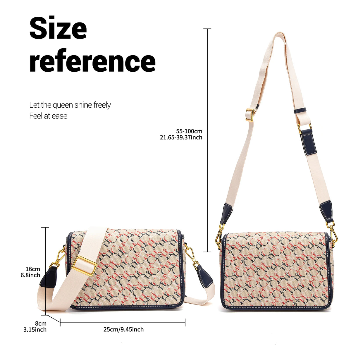 CHCH Women's Retro Letter Printed Flap Shoulder Bag