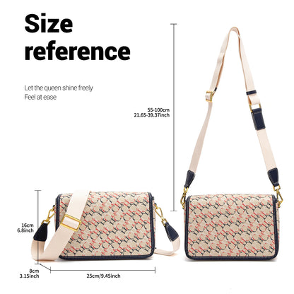 CHCH Women's Retro Letter Printed Flap Shoulder Bag