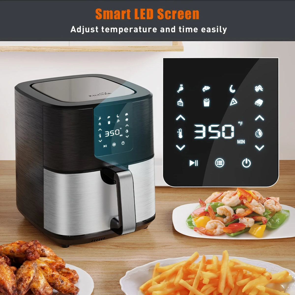 KitCook Digital Touchscreen Air Fryer With Eight Preset Cooking Modes