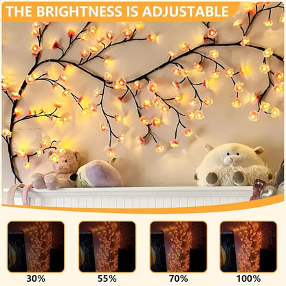 Cherry Enchanted Willow Vine Lights 7.55T 144LED Pink Cherry Blossom Tree Branch Lights or Wall, Remote Timer,8 Light el,Bedroom