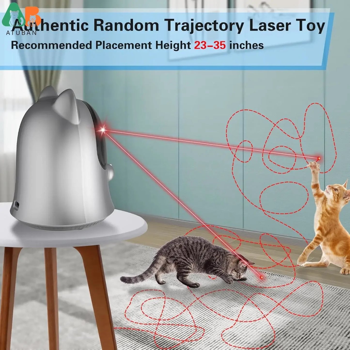 ATUBAN Interactive Laser Pointer Cat Toys for Indoor Cats